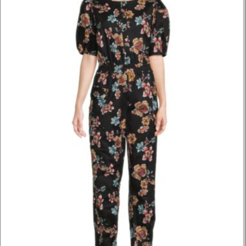 H Halston Black and Blue Jumpsuit